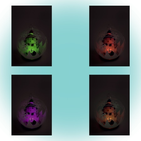 Glob din sticla cu LED si figurina, rosu [2]