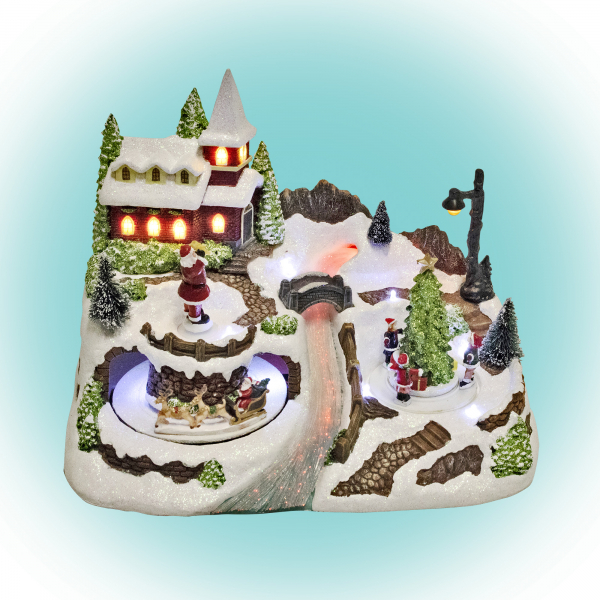 Sceneta Craciun, parau, sanie, copii [3]