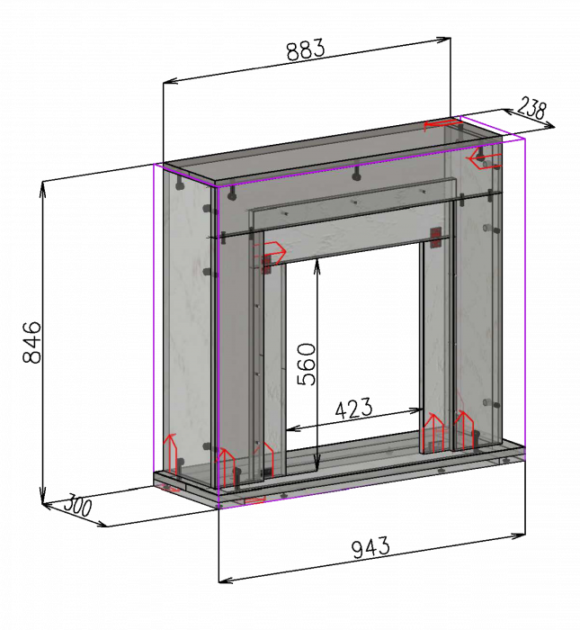 Semineu electric Agnes Wenge & Cristina, Dimensiuni (I*L*A) :850*880*300 mm, Efect 3D, 2000W [4]