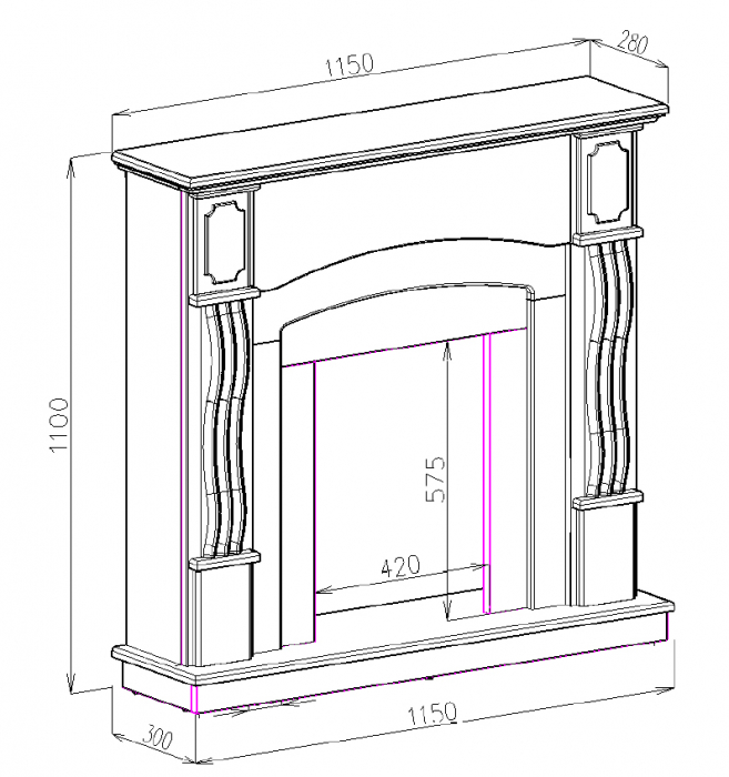 Semineu electric Amsterdam alb & Corsica ,Dimensiuni (IxLxA)1100x1150x300 mm [3]