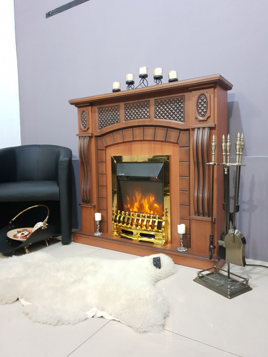 Semineu electric Amsterdam & Galileo gold, Dimensiuni (I*L*A) :1100*1150*300 mm, Telecomanda, 2 trepte de putere, Efect 3 D [4]