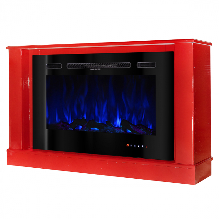 Semineu electric Bernard Red mini & Adeli, Dimensiuni (IxLxA) 725x1215x300 mm, Efect 3D, Telecomanda, Flacara multicolora [2]