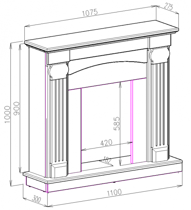 Semineu electric Calisto & Meridian, Dimensiuni (I*L*A) :1000*1100*330 mm, Telecomanda, Efect 3D [3]