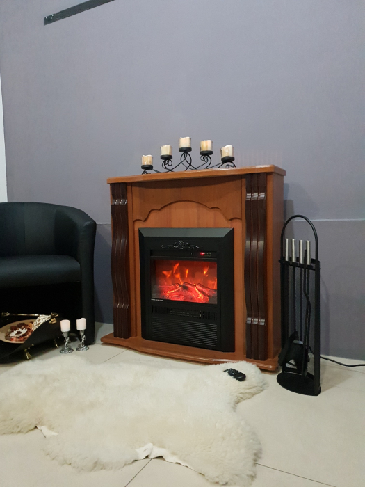 Semineu electric Clasic maro & Cristina, Dimensiuni (IXLXA) 893X950X330 mm, Telecomanda, Temporizator oprire, Efect 3D [2]