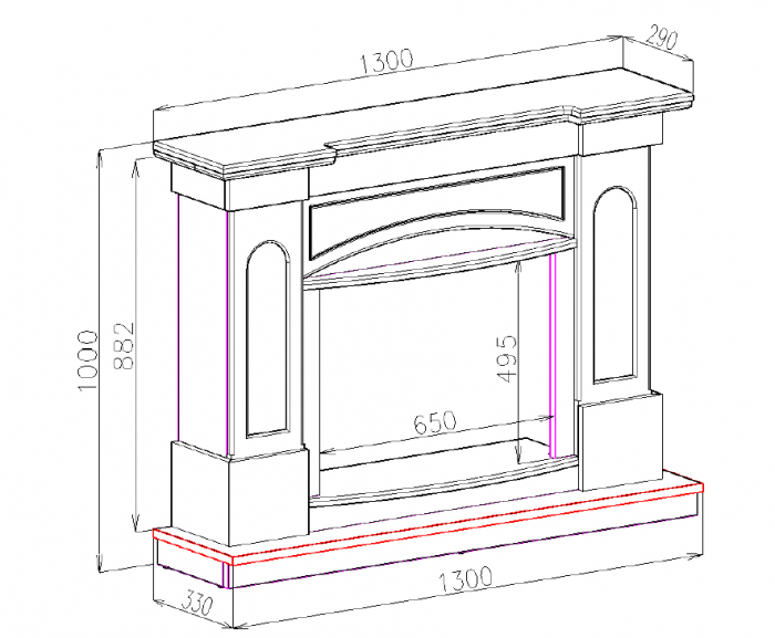 Semineu electric Franco & Zakinthos 1000X1300X330 mm, Efect 3D, 1500W, Telecomanda [5]