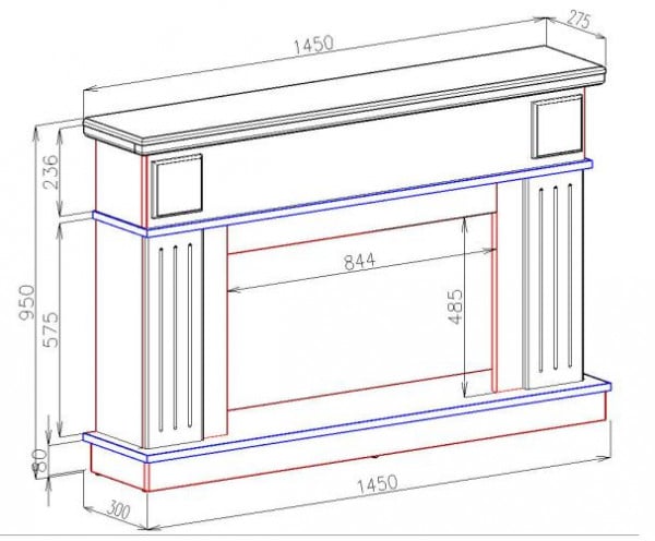 Semineu electric Marina XL & Elbrus, Dimensiuni (IxLxA) 950x1450x300mm [3]