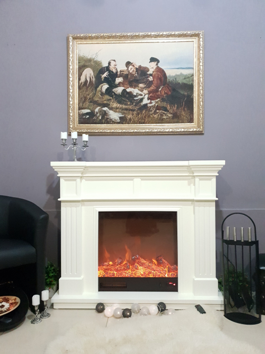 Semineu electric Nadejda maxi alb, Dimensiuni (I*L*A) :1160x1500x330 mm, Efect 3D, Telecomanda, Termostat [4]