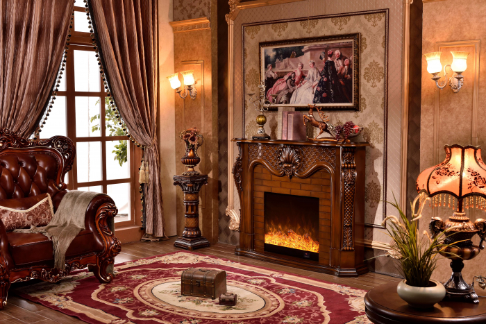 Semineu electric Premium PERLA mini maro, 1500 W, (LxAxI): 1200*330*1020 mm, efect 3D, telecomanda [3]