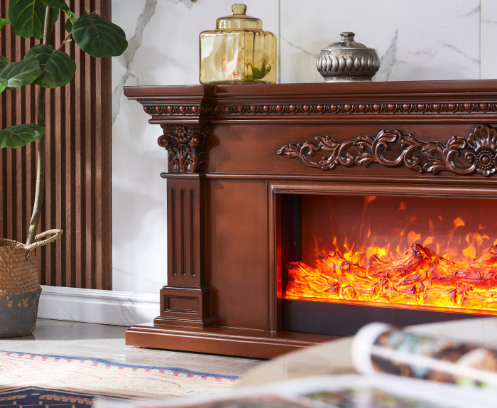 Semineu electric Premium POSEIDON, maro, 1500 W, (IxLxA) 700x2000x330 mm, efect 3D, telecomanda [10]