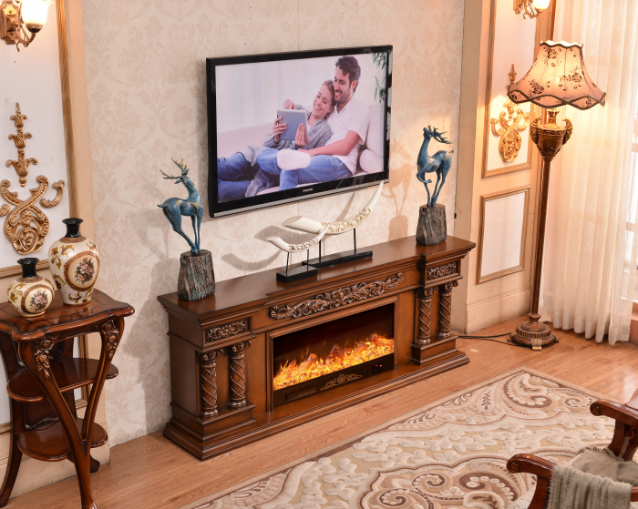Semineu electric Premium GALIOT, maro, 1500 W, (Î*L*A) 700x1800x330 mm, efect 3D, telecomanda [3]