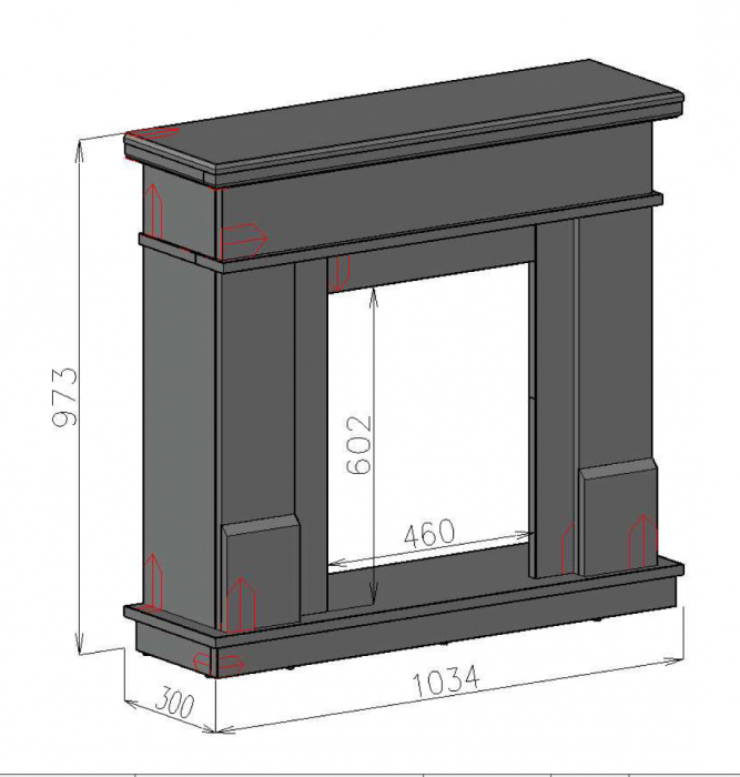Semineu electric Rodos & Cristina, Dimensiuni 973x1034x300 mm [4]