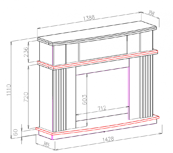 Semineu electric Roma alb & Richi, Dimensiuni: (L*A*l): 1428*385*1111 [5]