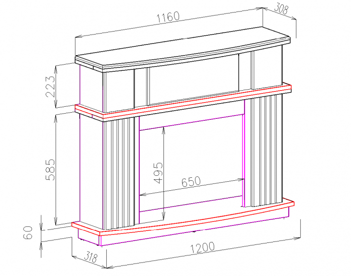 Semineu electric Roma mini alb & Ararat, Dimensiuni (IxLxA): 967x1200x310 mm [4]