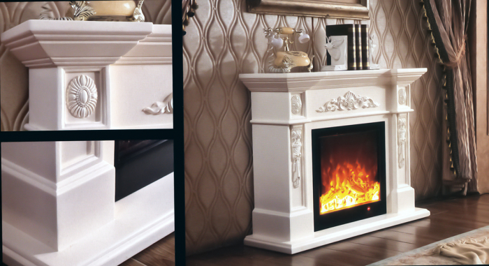 Semineu electric Siena mini alb, Dimensiuni (IxLxA) 800*1000*330 mm, 1500 W, Telecomanda, 2 trepte de putere, Termostat reglabil [3]