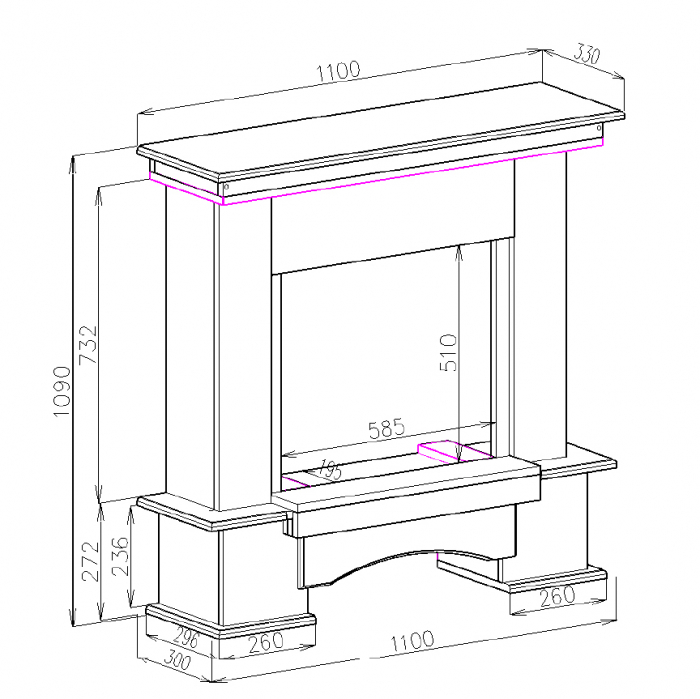 Semineu electric Topaz cu Lorance, Dimensiuni (I*L*A) 1090*1100*330 mm [4]