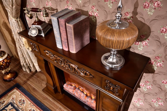 Semineu electric Premium TORINO mini, maro, 1500 W, (IxLxA): 1020x1200x330 mm, efect 3D, telecomanda [3]