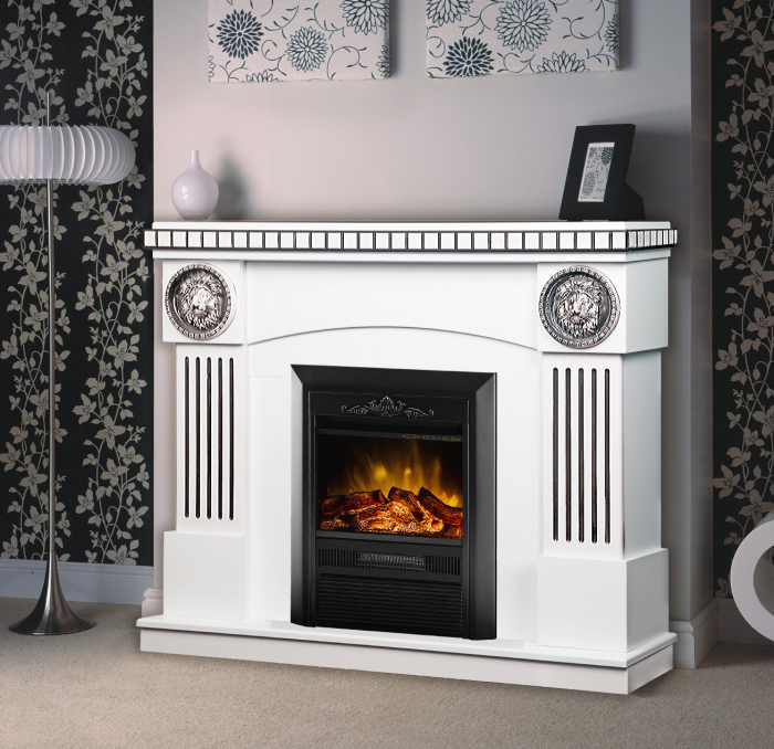 Semineu Prometeu Alb & Cristina,  Dimensiuni 1031X1200X330 mm, 2000W, Efect 3D, Telecomanda [2]