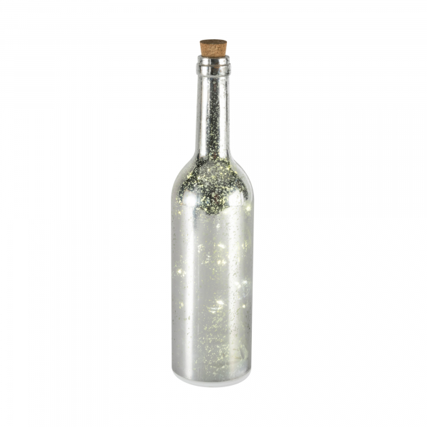 Sticla decor cu ghirlanda LED, argintiu [2]