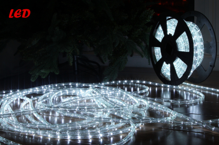 Rola led, furtun luminos de exterior, ALB RECE, 10 m, alimentator inclus [0]