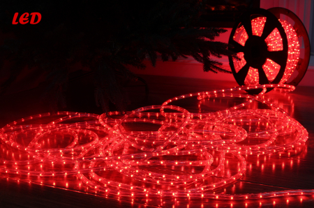 Rola led, furtun luminos de exterior, ROSU, 10 m, alimentator inclus [0]