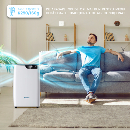 Aparat aer conditionat portabil 9000 BTU Heber®, SMART COOL, Wi-Fi, 3 in 1 Racire, Dezumidificare, Incalzire, Smart Life Gama 2025 [1]