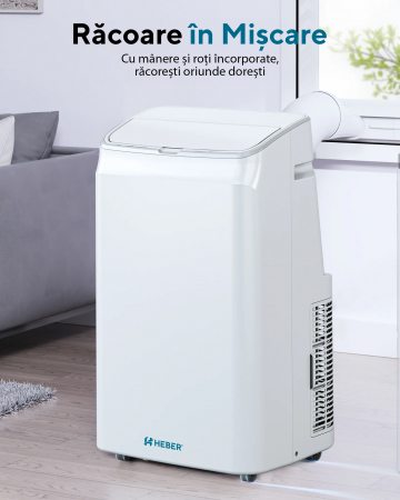 Aer conditionat - Aparat aer conditionat portabil Heber® 12000 BTU, SMART COOL, Wi-Fi, 3 in 1 Racire, Dezumidificare, Incalzire, Smart Life Gama 2025