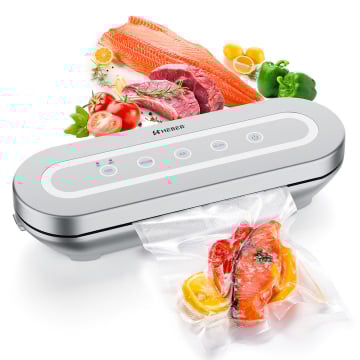 Aparate de vidat - Aparat de vidat si sigilat alimente Heber®, 120W, 80kpa, functii vidare umed/uscata/soft, panou de comanda tactil, 30 cm bara de lipire Functie de Sigilare si Vidare Automata, Gri