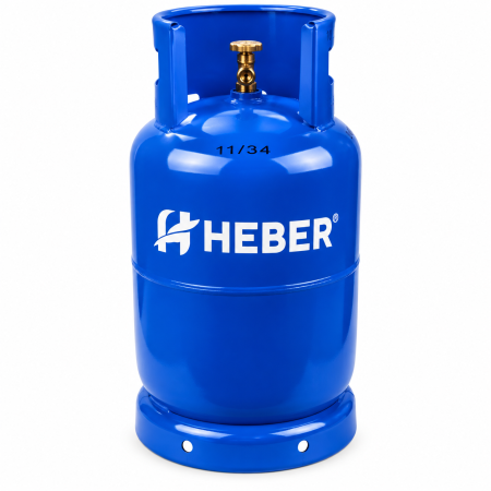 Produse uz casnic - Butelie GPL din metal Heber® cu guler, 26 L, 11 kg, filet 1/2, nealimentata cu gaz, Albastru