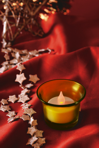 Candelă cu LED şi suport din sticlă, galben, 3V [0]