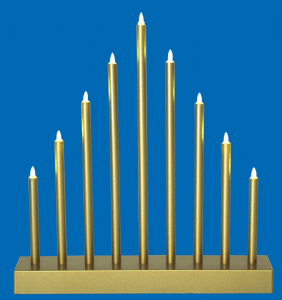 Decor piramidă cu lumânări, cu temporizator, 9 LED-uri, auriu, 6V [0]