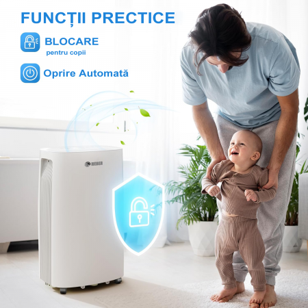 Dezumidificator Heber® 20 l /zi, cu rezervor de apa de 3,7 l, blocare pentru copii, furtun de scurgere pentru drenaj continuu, eficient energetic [6]