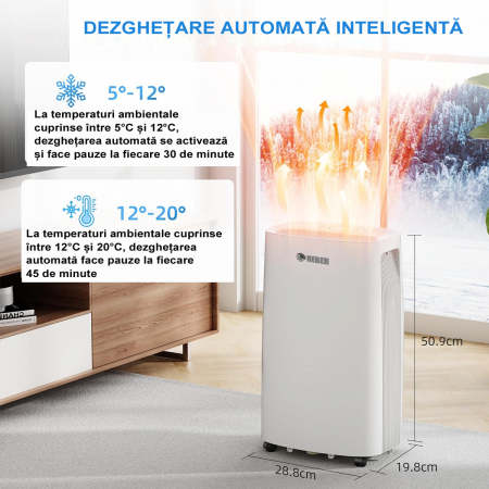 Dezumidificator Heber® 20 l /zi, cu rezervor de apa de 3,7 l, blocare pentru copii, furtun de scurgere pentru drenaj continuu, eficient energetic [1]