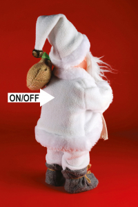 Figurină Moş care dansează şi cântă, 30 cm, alb, 4,5V [3]