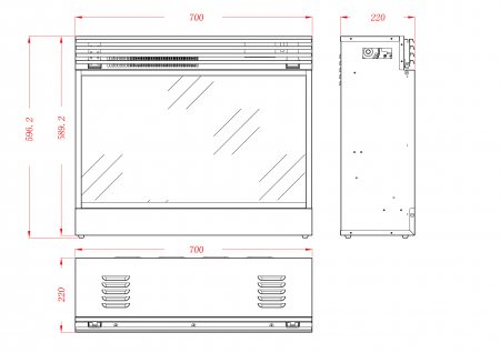 Focar electric cu sunet Mirabella, Dimensiuni (I*L*A) :610*705*225 mm [1]