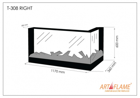 Focar electric pe colt Triumf, Dimensiuni (I*L*A) :620*1200*(600)*360 mm, Putere (W) 50, Efect 3D [2]