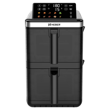 Friteuza cu aer cald dubla Heber® HBR-1105, 3000W, 12L, control digital, 40–200°C, 2 zone independente, negru [1]