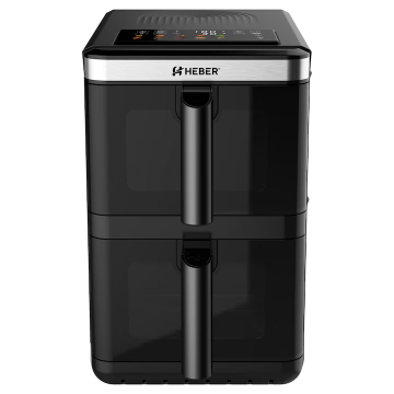 Friteuza cu aer cald dubla Heber® HBR-1105, 3000W, 12L, control digital, 40–200°C, 2 zone independente, negru [3]