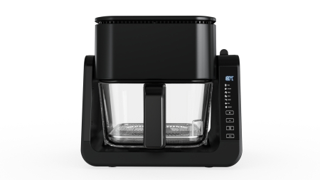 Friteuza cu aer cald Heber®, 1500W, 4 l, recipient gatire din sticla termorezistenta, 40-200°C, 7 programe, panou tactil, HBR-1107, negru [3]