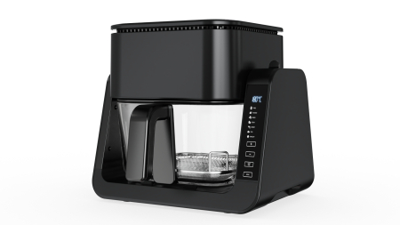Friteuza cu aer cald Heber®, 1500W, 4 l, recipient gatire din sticla termorezistenta, 40-200°C, 7 programe, panou tactil, HBR-1107, negru [2]