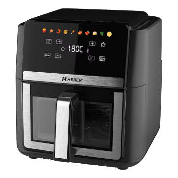 Friteuza cu aer cald Heber® HBR-1106, 2000W, 9L, Display digital touch, 10 programe, Interior metalic, Fara ulei, Negru [3]