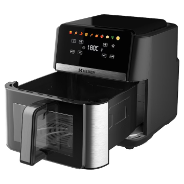 Friteuza cu aer cald Heber® HBR-1106, 2000W, 9L, Display digital touch, 10 programe, Interior metalic, Fara ulei, Negru [2]