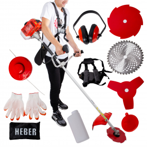 Motocoasa Heber®  HBR-6300, 6 CP, 10.000Rpm + 4 Sisteme Taiere, Ham Profesional, MOTOR 2 TIMPI [10]