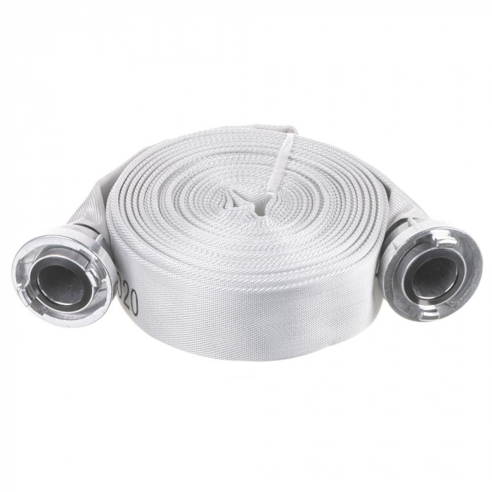 Pompe submersibile - Furtun pompieri 2", rola 20m cu mufe cuplare metalice,Heber® , 2 toli, ø 50mm, 8 bari, exterior din tesatura sintetica