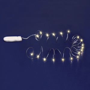 Ghirlanda cu microLED-uri, suport plat pentru baterii, alb cald [2]