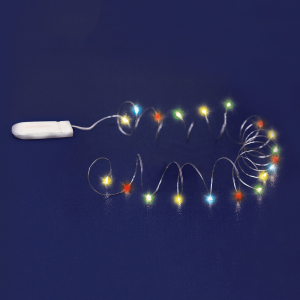 Ghirlanda cu microLED-uri, suport plat pentru baterii, multicolor [1]