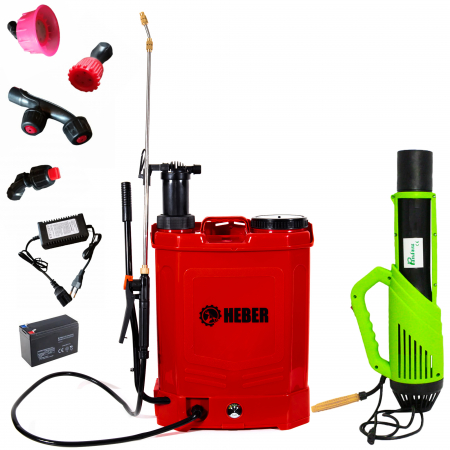 Pompe de stropit electrice - Set Pompa de stropit electrica, HEBER®, 16 L + Atomizorul electric portabil