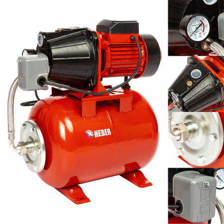 Hidrofor Heber®, AUTOJET80S, 24L, 1000W, 50l/min, H refulare 40m, cu turbina din bronz [1]