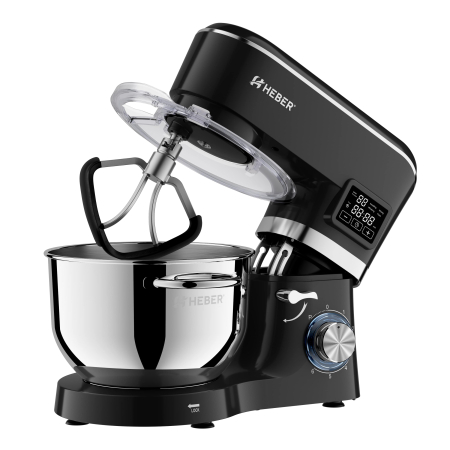 Mixer cu bol din inox Heber® HBR-1503N, 2000 W, Afisaj Digital, Timer, Bol 6.2 L inox, 6 Viteze, Functie Pulse, Miscare eliptica, Negru [4]