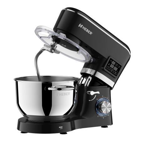Mixer cu bol din inox Heber® HBR-1503N, 2000 W, Afisaj Digital, Timer, Bol 6.2 L inox, 6 Viteze, Functie Pulse, Miscare eliptica, Negru [5]