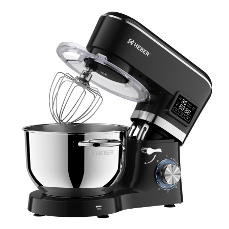Mixer cu bol din inox Heber® HBR-1503N, 2000 W, Afisaj Digital, Timer, Bol 6.2 L inox, 6 Viteze, Functie Pulse, Miscare eliptica, Negru [2]